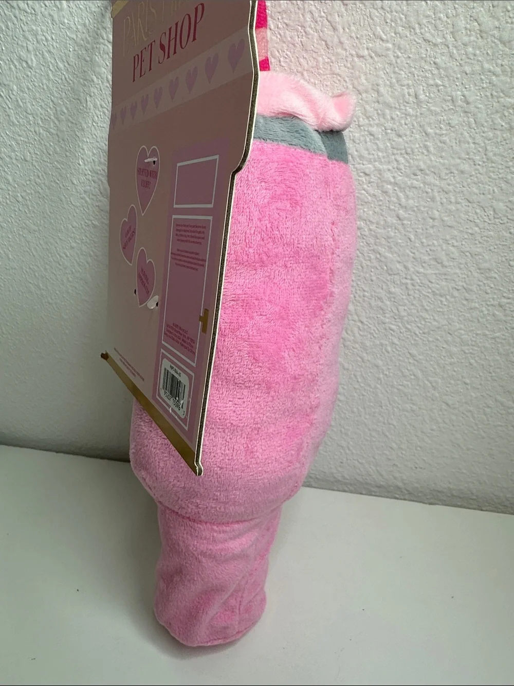 Paris Hilton Pink Plush Shake Dog Toy with Striped Rope Handle